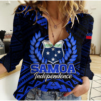 (Custom Personalised) Samoa Independence Day Women Casual Shirt Ulafa Polynesian Unique Blue No3 LT9 Female Blue - Polynesian Pride