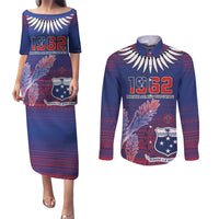 Custom Samoa 1962 Independence Day Custom Couples Matching Puletasi and Long Sleeve Button Shirt Manuia le Aso Tuto'atasi Ula Nifo Blue Art LT9 Blue - Polynesian Pride