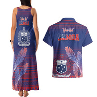 Custom Samoa 1962 Independence Day Custom Couples Matching Tank Maxi Dress and Hawaiian Shirt Manuia le Aso Tuto'atasi Ula Nifo Blue Art LT9 - Polynesian Pride