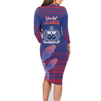 Custom Samoa 1962 Independence Day Custom Family Matching Long Sleeve Bodycon Dress and Hawaiian Shirt Manuia le Aso Tuto'atasi Ula Nifo Blue Art LT9 - Polynesian Pride
