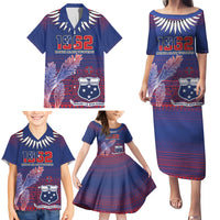 Custom Samoa 1962 Independence Day Custom Family Matching Puletasi and Hawaiian Shirt Manuia le Aso Tuto'atasi Ula Nifo Blue Art LT9 - Polynesian Pride