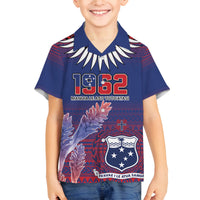 Custom Samoa 1962 Independence Day Custom Family Matching Tank Maxi Dress and Hawaiian Shirt Manuia le Aso Tuto'atasi Ula Nifo Blue Art LT9 Son's Shirt Blue - Polynesian Pride