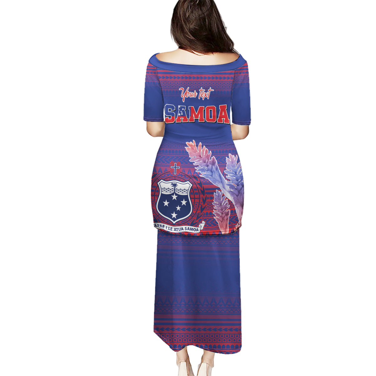 Custom Samoa 1962 Independence Day Custom Puletasi Manuia le Aso Tuto'atasi Ula Nifo Blue Art