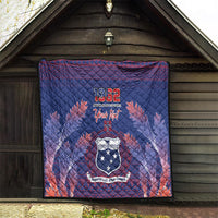 Custom Samoa 1962 Independence Day Custom Quilt Manuia le Aso Tuto'atasi Ula Nifo Blue Art