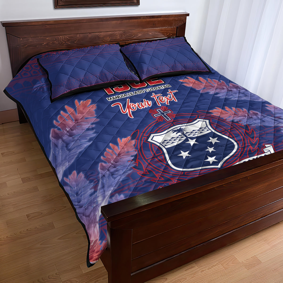 Custom Samoa 1962 Independence Day Custom Quilt Bed Set Manuia le Aso Tuto'atasi Ula Nifo Blue Art LT9 - Polynesian Pride