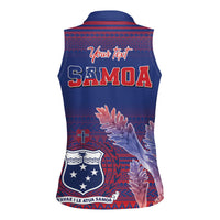 Custom Samoa 1962 Independence Day Custom Women Sleeveless Polo Shirt Manuia le Aso Tuto'atasi Ula Nifo Blue Art LT9 - Polynesian Pride