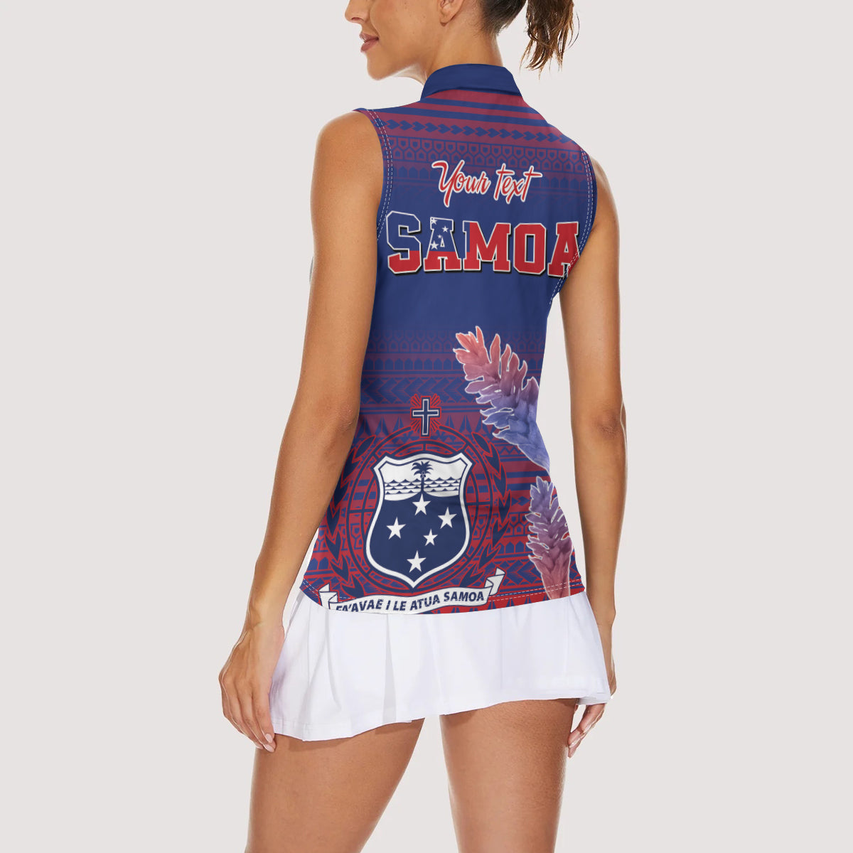 Custom Samoa 1962 Independence Day Custom Women Sleeveless Polo Shirt Manuia le Aso Tuto'atasi Ula Nifo Blue Art LT9 - Polynesian Pride