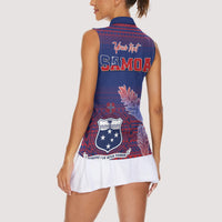 Custom Samoa 1962 Independence Day Custom Women Sleeveless Polo Shirt Manuia le Aso Tuto'atasi Ula Nifo Blue Art LT9 - Polynesian Pride