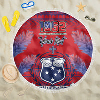 Custom Samoa 1962 Independence Day Custom Beach Blanket Manuia le Aso Tuto'atasi Ula Nifo Red Art LT9 One Size 150cm Red - Polynesian Pride