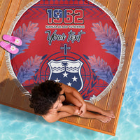 Custom Samoa 1962 Independence Day Custom Beach Blanket Manuia le Aso Tuto'atasi Ula Nifo Red Art LT9 - Polynesian Pride
