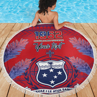 Custom Samoa 1962 Independence Day Custom Beach Blanket Manuia le Aso Tuto'atasi Ula Nifo Red Art LT9 - Polynesian Pride