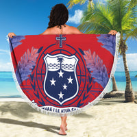 Custom Samoa 1962 Independence Day Custom Beach Blanket Manuia le Aso Tuto'atasi Ula Nifo Red Art LT9 - Polynesian Pride