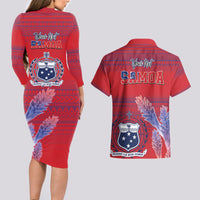 Custom Samoa 1962 Independence Day Custom Couples Matching Long Sleeve Bodycon Dress and Hawaiian Shirt Manuia le Aso Tuto'atasi Ula Nifo Red Art LT9 - Polynesian Pride