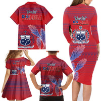 Custom Samoa 1962 Independence Day Custom Family Matching Long Sleeve Bodycon Dress and Hawaiian Shirt Manuia le Aso Tuto'atasi Ula Nifo Red Art LT9 - Polynesian Pride