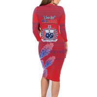 Custom Samoa 1962 Independence Day Custom Family Matching Long Sleeve Bodycon Dress and Hawaiian Shirt Manuia le Aso Tuto'atasi Ula Nifo Red Art LT9 - Polynesian Pride