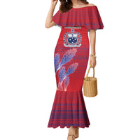 Custom Samoa 1962 Independence Day Custom Family Matching Mermaid Dress and Hawaiian Shirt Manuia le Aso Tuto'atasi Ula Nifo Red Art LT9 Mom's Dress Red - Polynesian Pride