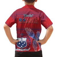 Custom Samoa 1962 Independence Day Custom Family Matching Off The Shoulder Long Sleeve Dress and Hawaiian Shirt Manuia le Aso Tuto'atasi Ula Nifo Red Art LT9 - Polynesian Pride