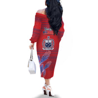 Custom Samoa 1962 Independence Day Custom Family Matching Off The Shoulder Long Sleeve Dress and Hawaiian Shirt Manuia le Aso Tuto'atasi Ula Nifo Red Art LT9 - Polynesian Pride