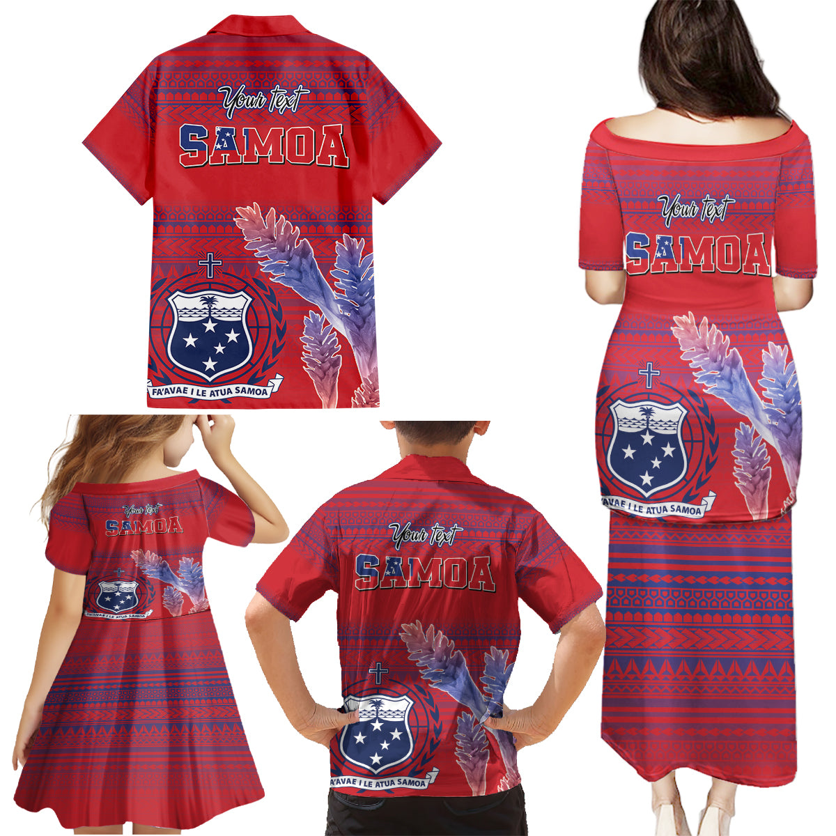 Custom Samoa 1962 Independence Day Custom Family Matching Puletasi and Hawaiian Shirt Manuia le Aso Tuto'atasi Ula Nifo Red Art LT9 - Polynesian Pride