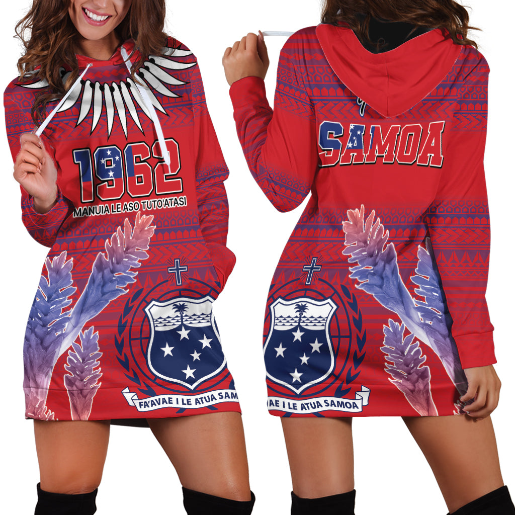 Custom Samoa 1962 Independence Day Custom Hoodie Dress Manuia le Aso Tuto'atasi Ula Nifo Red Art LT9 - Polynesian Pride