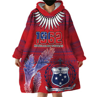 Custom Samoa 1962 Independence Day Custom Wearable Blanket Hoodie Manuia le Aso Tuto'atasi Ula Nifo Red Art LT9 - Polynesian Pride
