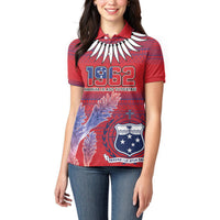 Custom Samoa 1962 Independence Day Custom Women Polo Shirt Manuia le Aso Tuto'atasi Ula Nifo Red Art LT9 - Polynesian Pride