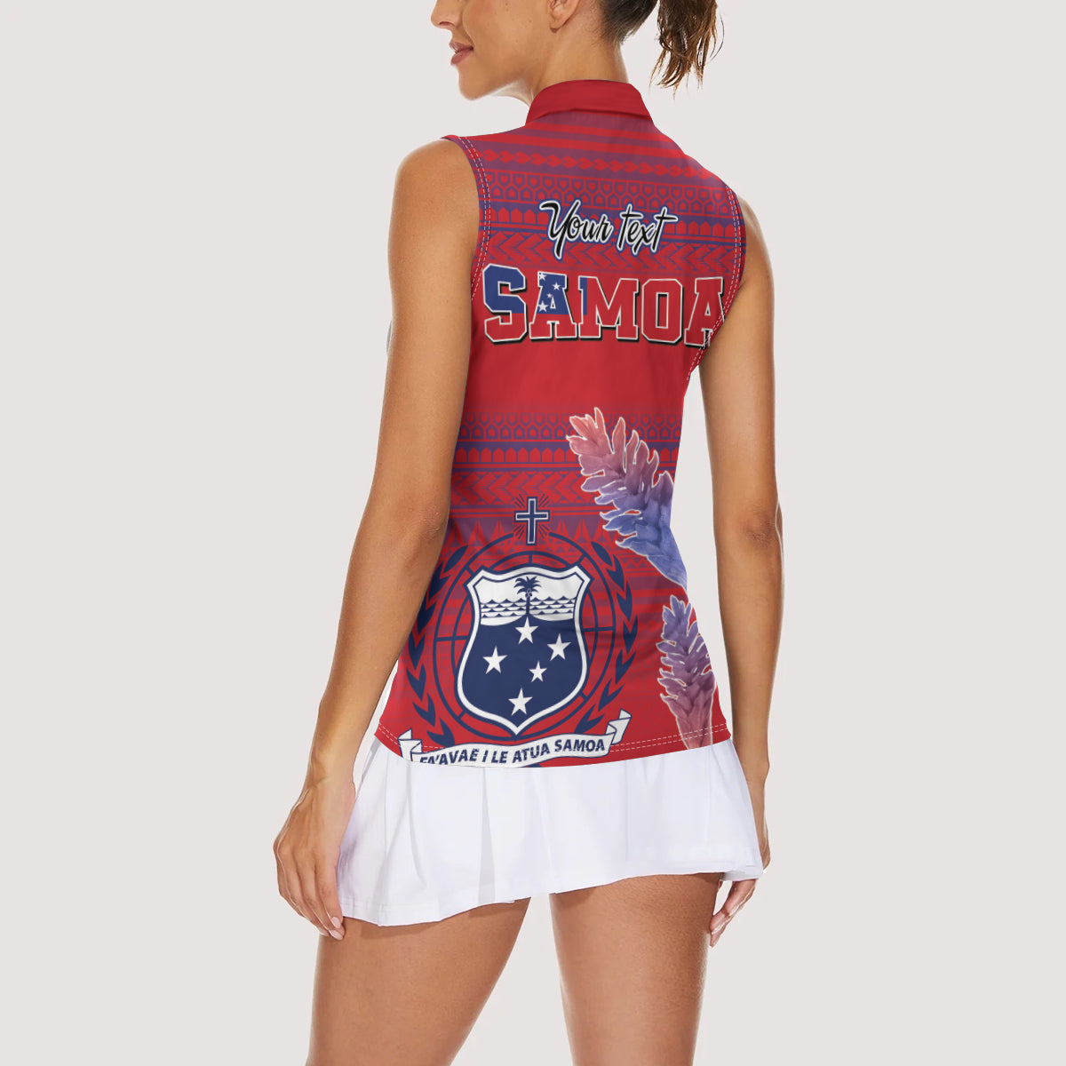 Custom Samoa 1962 Independence Day Custom Women Sleeveless Polo Shirt Manuia le Aso Tuto'atasi Ula Nifo Red Art LT9 - Polynesian Pride