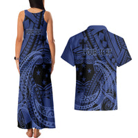Custom Samoa 62nd Manuia le Aso Tuto'atasi Couples Matching Tank Maxi Dress and Hawaiian Shirt Samoan Tatau Blue Art LT9 - Polynesian Pride