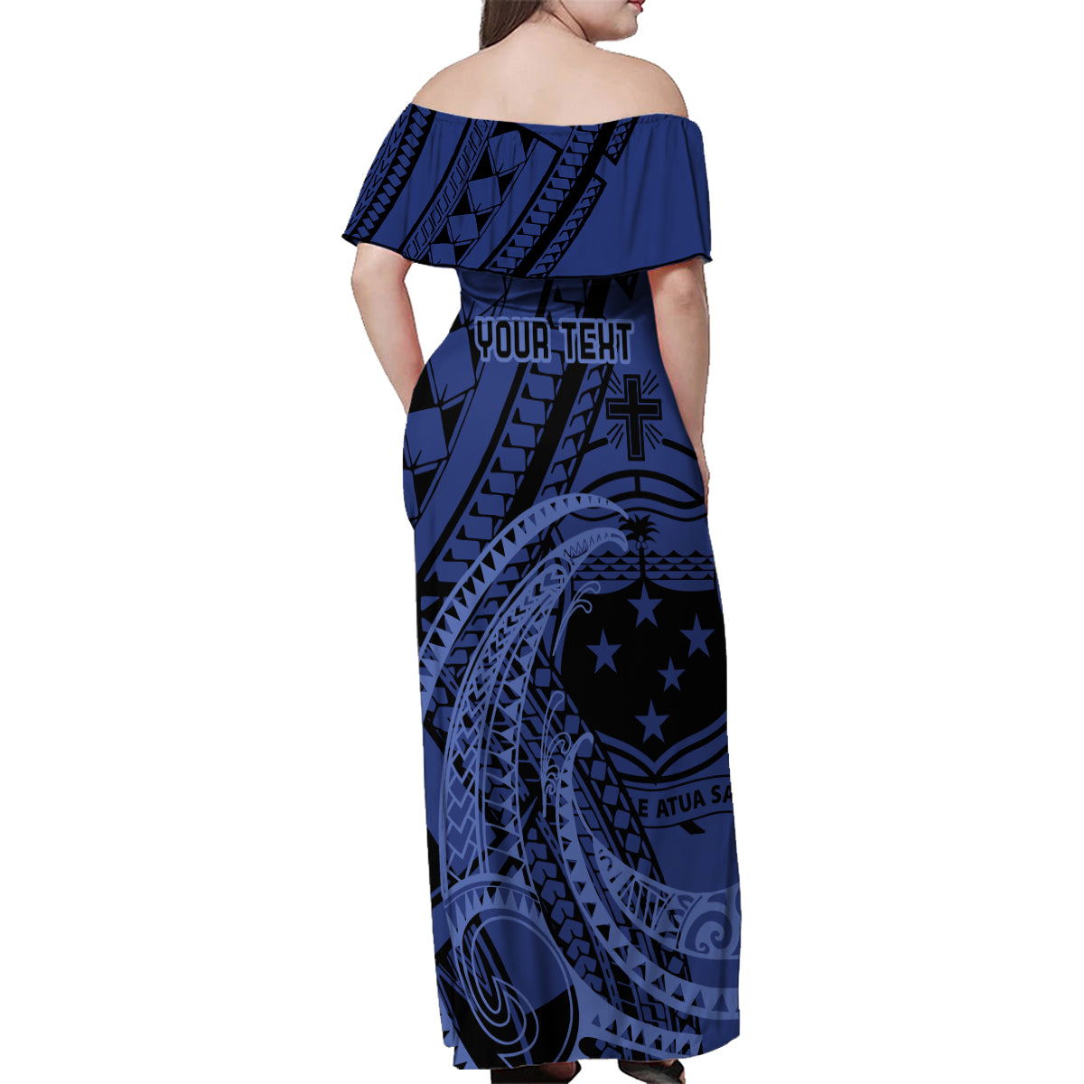 Custom Samoa 62nd Manuia le Aso Tuto'atasi Family Matching Off Shoulder Maxi Dress and Hawaiian Shirt Samoan Tatau Blue Art LT9 - Polynesian Pride