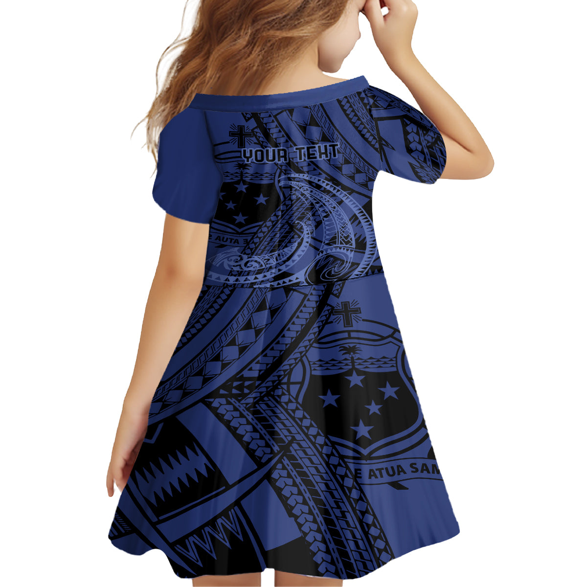 Custom Samoa 62nd Manuia le Aso Tuto'atasi Family Matching Off Shoulder Short Dress and Hawaiian Shirt Samoan Tatau Blue Art LT9 - Polynesian Pride