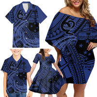 Custom Samoa 62nd Manuia le Aso Tuto'atasi Family Matching Off Shoulder Short Dress and Hawaiian Shirt Samoan Tatau Blue Art LT9 - Polynesian Pride