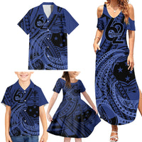 Custom Samoa 62nd Manuia le Aso Tuto'atasi Family Matching Summer Maxi Dress and Hawaiian Shirt Samoan Tatau Blue Art LT9 - Polynesian Pride