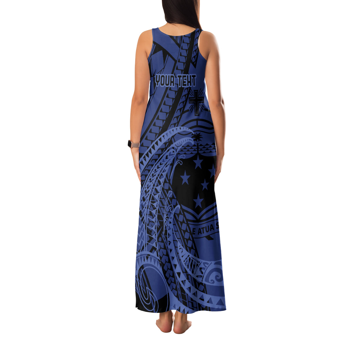 Custom Samoa 62nd Manuia le Aso Tuto'atasi Family Matching Tank Maxi Dress and Hawaiian Shirt Samoan Tatau Blue Art LT9 - Polynesian Pride