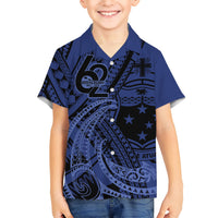 Custom Samoa 62nd Manuia le Aso Tuto'atasi Kid Hawaiian Shirt Samoan Tatau Blue Art LT9 Kid Blue - Polynesian Pride