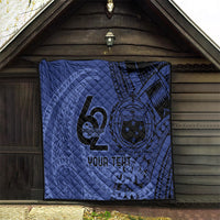 Custom Samoa 62nd Manuia le Aso Tuto'atasi Quilt Samoan Tatau Blue Art LT9 - Polynesian Pride
