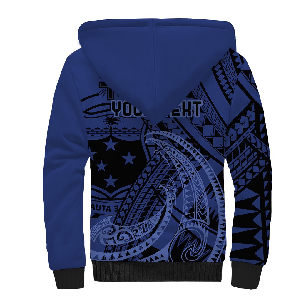 Custom Samoa 62nd Manuia le Aso Tuto'atasi Sherpa Hoodie Samoan Tatau Blue Art LT9 - Polynesian Pride