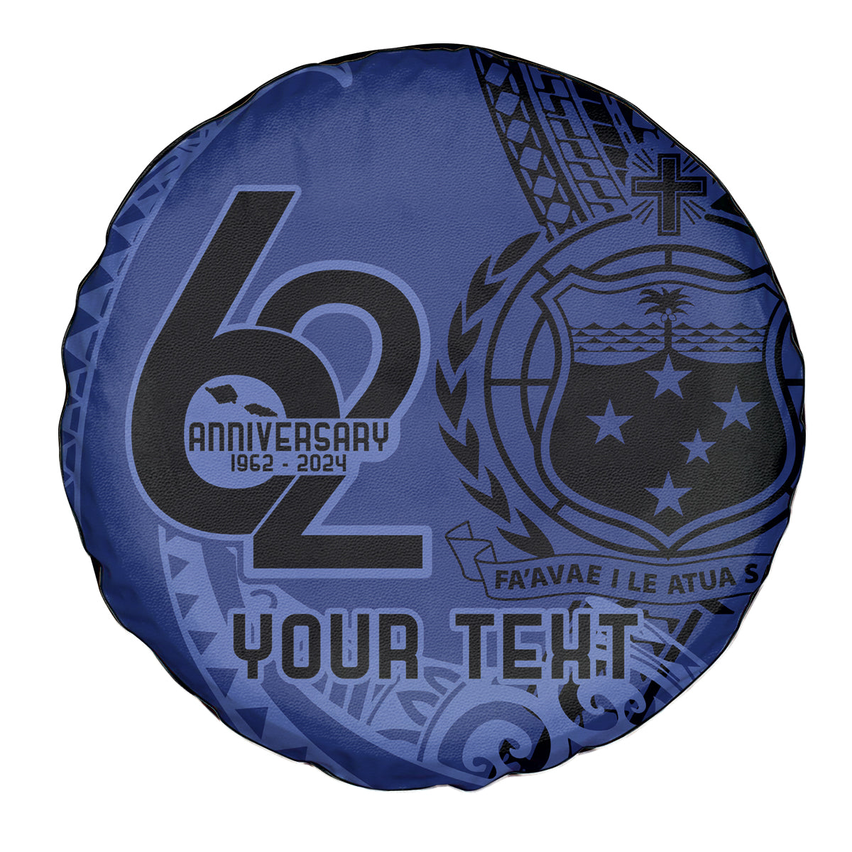 Custom Samoa 62nd Manuia le Aso Tuto'atasi Spare Tire Cover Samoan Tatau Blue Art LT9 - Polynesian Pride