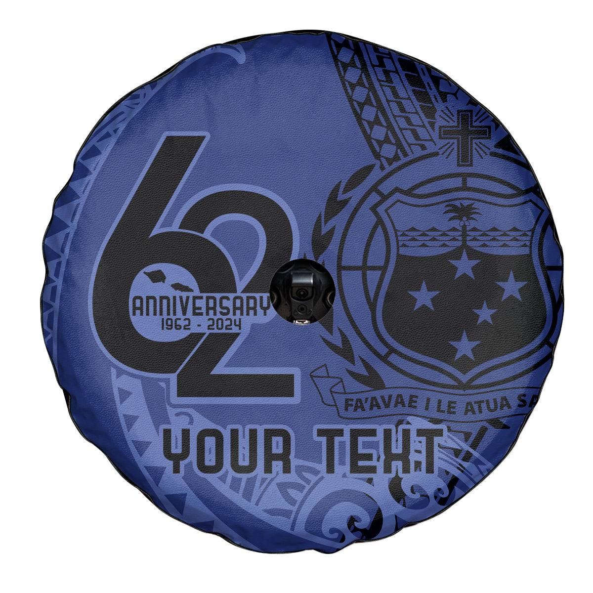 Custom Samoa 62nd Manuia le Aso Tuto'atasi Spare Tire Cover Samoan Tatau Blue Art LT9 - Polynesian Pride