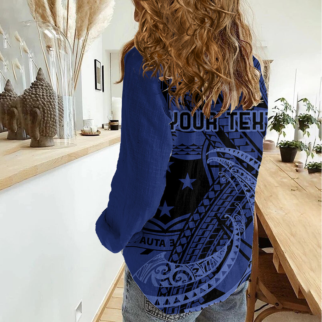 Custom Samoa 62nd Manuia le Aso Tuto'atasi Women Casual Shirt Samoan Tatau Blue Art LT9 - Polynesian Pride