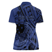 Custom Samoa 62nd Manuia le Aso Tuto'atasi Women Polo Shirt Samoan Tatau Blue Art LT9 - Polynesian Pride