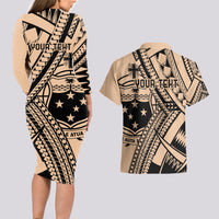 Custom Samoa Manuia le 62 Tausaga O le Tutoatasi Couples Matching Long Sleeve Bodycon Dress and Hawaiian Shirt Samoan Tatau Beige Art LT9 - Polynesian Pride