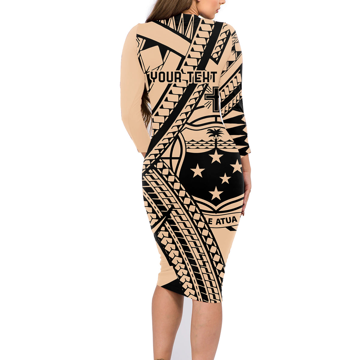 Custom Samoa Manuia le 62 Tausaga O le Tutoatasi Family Matching Long Sleeve Bodycon Dress and Hawaiian Shirt Samoan Tatau Beige Art LT9 - Polynesian Pride