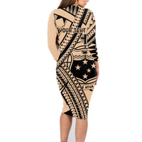 Custom Samoa Manuia le 62 Tausaga O le Tutoatasi Family Matching Long Sleeve Bodycon Dress and Hawaiian Shirt Samoan Tatau Beige Art LT9 - Polynesian Pride