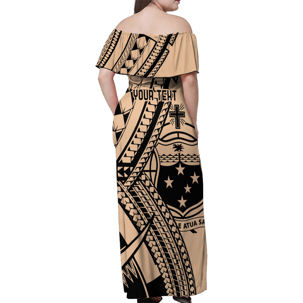 Custom Samoa Manuia le 62 Tausaga O le Tutoatasi Family Matching Off Shoulder Maxi Dress and Hawaiian Shirt Samoan Tatau Beige Art LT9 - Polynesian Pride