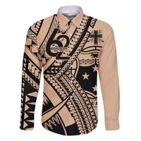 Custom Samoa Manuia le 62 Tausaga O le Tutoatasi Family Matching Puletasi and Hawaiian Shirt Samoan Tatau Beige Art LT9 Dad's Shirt - Long Sleeve Beige - Polynesian Pride