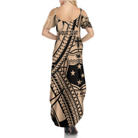 Custom Samoa Manuia le 62 Tausaga O le Tutoatasi Family Matching Summer Maxi Dress and Hawaiian Shirt Samoan Tatau Beige Art LT9 - Polynesian Pride
