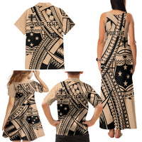 Custom Samoa Manuia le 62 Tausaga O le Tutoatasi Family Matching Tank Maxi Dress and Hawaiian Shirt Samoan Tatau Beige Art LT9 - Polynesian Pride