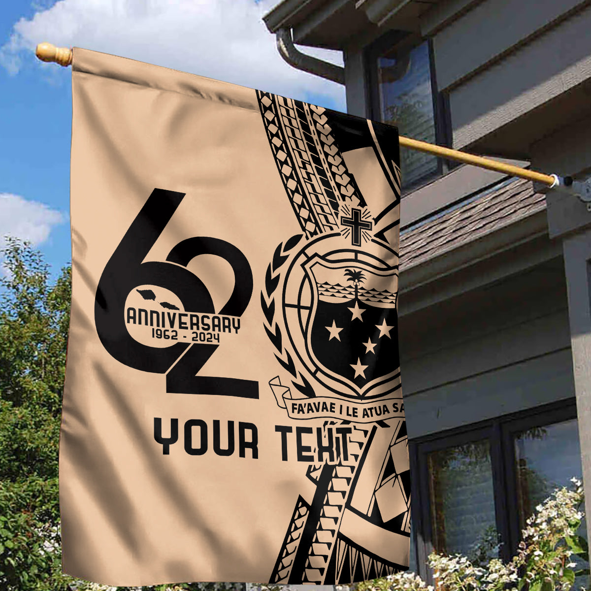 Custom Samoa Manuia le 62 Tausaga O le Tutoatasi Garden Flag Samoan Tatau Beige Art LT9 - Polynesian Pride