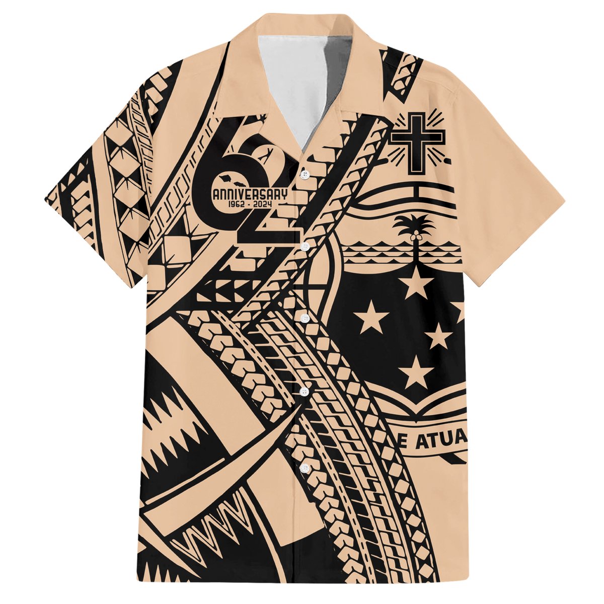 Custom Samoa Manuia le 62 Tausaga O le Tutoatasi Hawaiian Shirt Samoan Tatau Beige Art LT9 Beige - Polynesian Pride