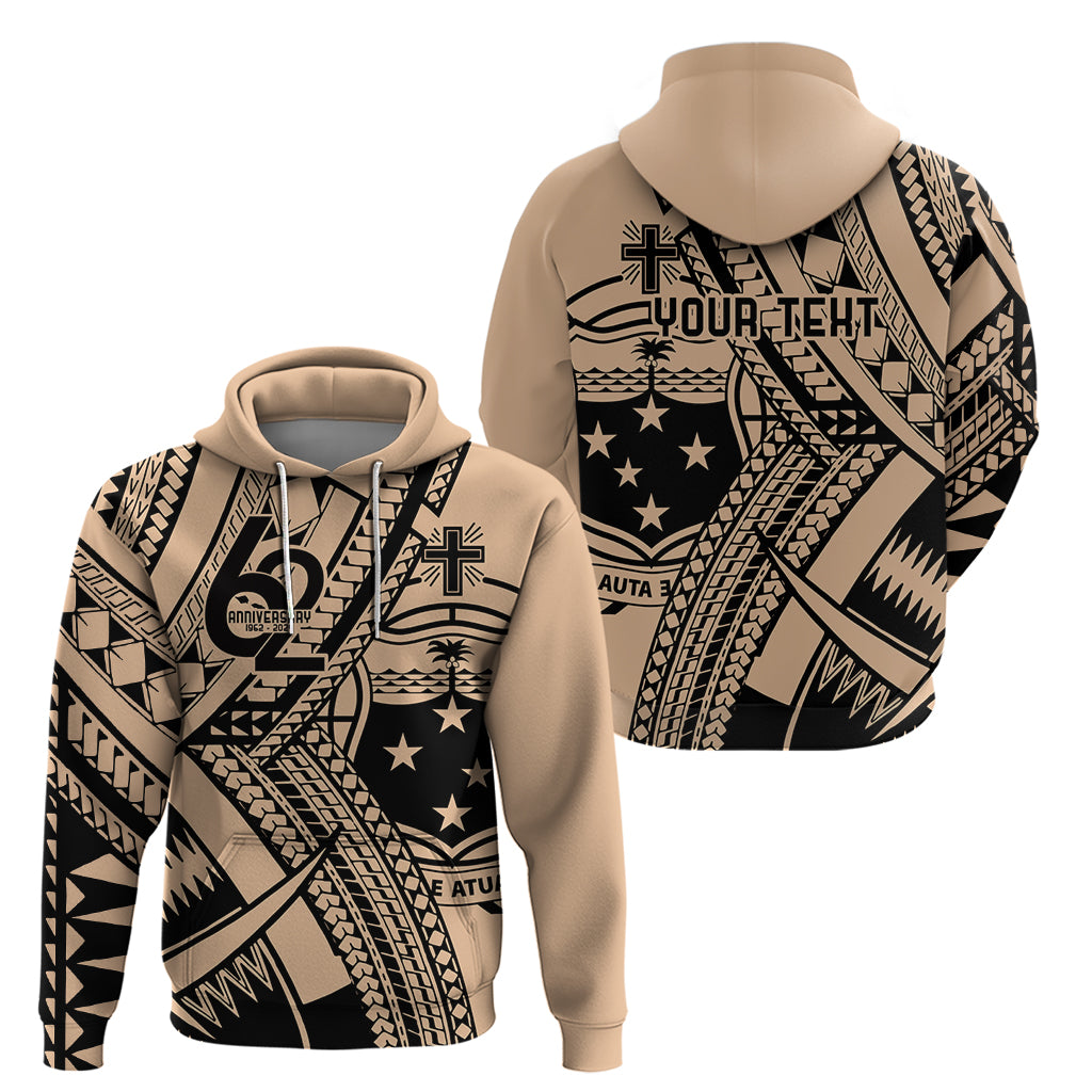 Custom Samoa Manuia le 62 Tausaga O le Tutoatasi Hoodie Samoan Tatau Beige Art LT9 - Polynesian Pride